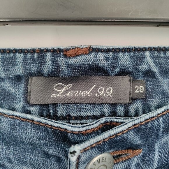 Level 99 Newport Wide Leg Low Rise Jeans Y2K Stretch Raw Hem Denim 29 Women - Picture 9 of 12
